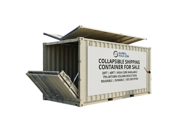 Collapsible Shipping Container for Sale, folding 20ft ISO container with side walls and roof folded down