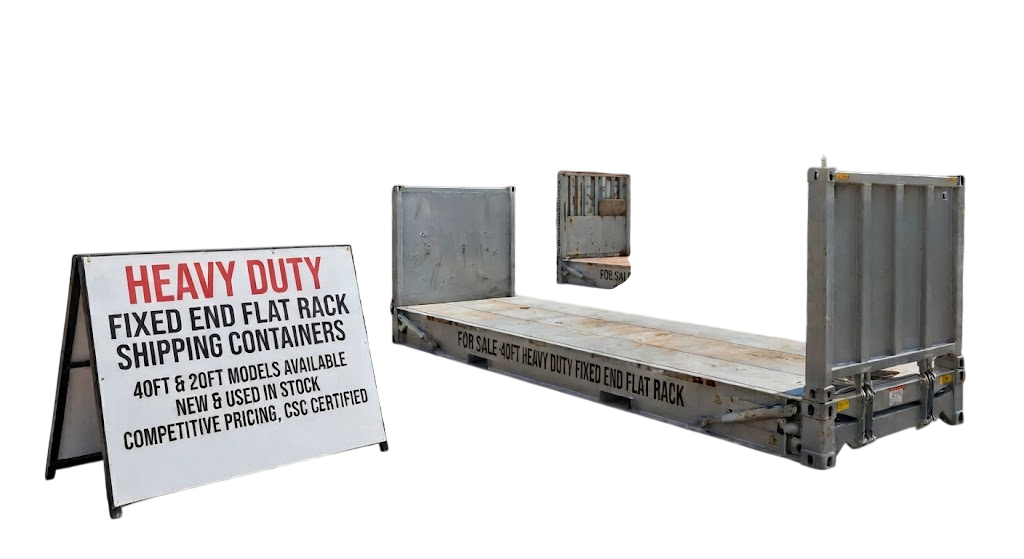 40ft Heavy Duty Flat Rack Shipping Container for Sale with reinforced timber deck