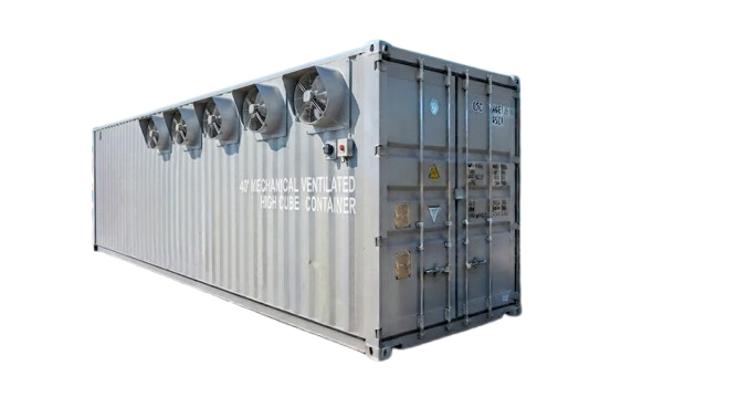 40ft Mechanical Ventilated High Cube Shipping Container for Sale with five powered extraction fans