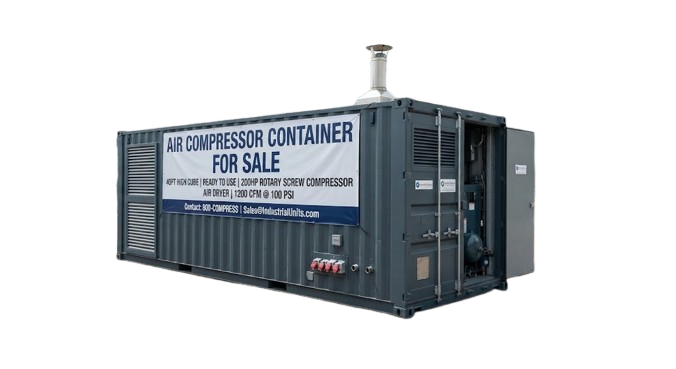 Grey 40ft Air Compressor Container for Sale, ready-to-use rotary screw unit
