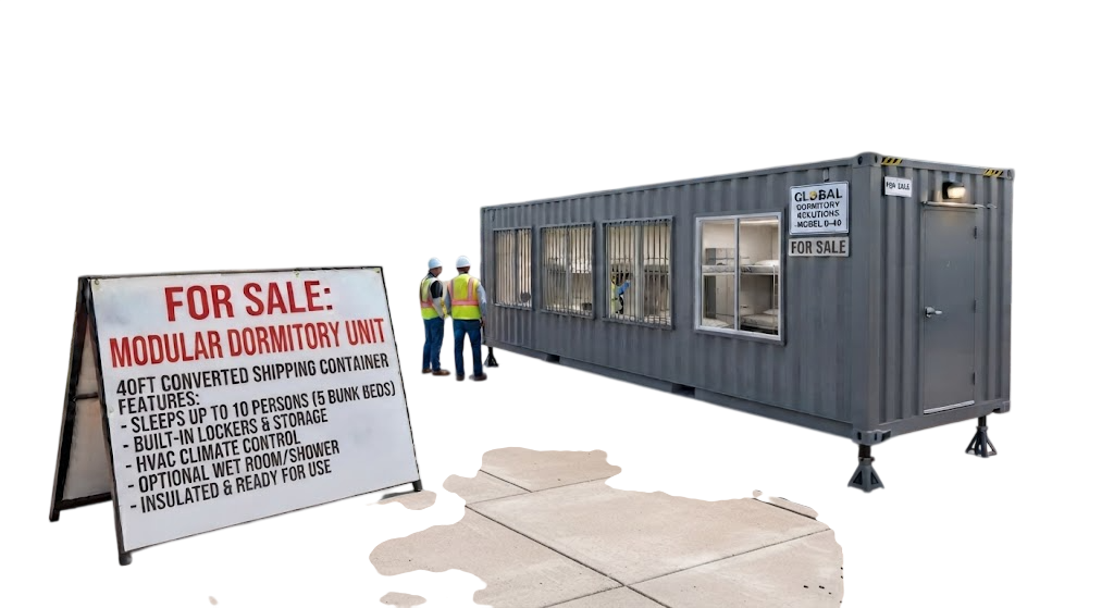 Dormitory Container for Sale, 40ft converted shipping container sleeping up to 10 persons