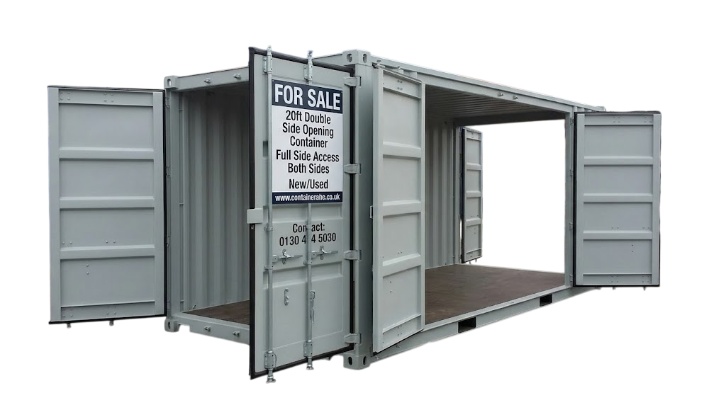 Grey 20ft double side opening container for sale with full side access doors open on both sides