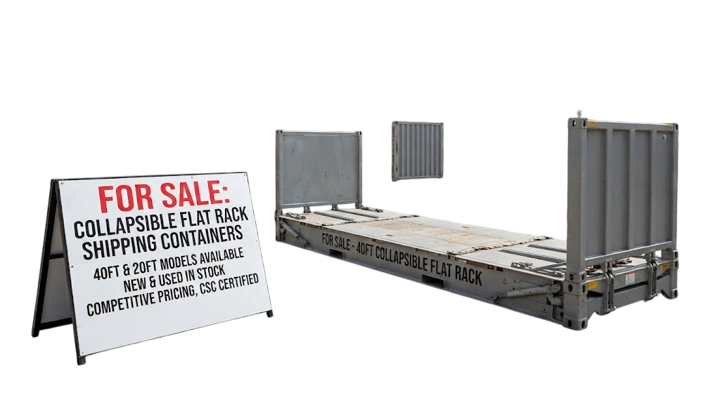 40ft Collapsible Flat Rack Shipping Container for Sale with folding end walls