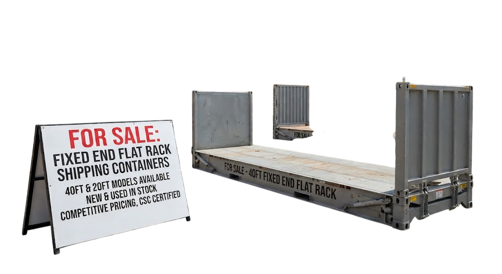 40ft Fixed End Flat Rack Shipping Container for Sale with steel end walls and timber deck