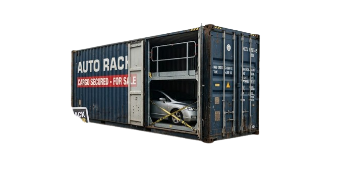Blue Auto Rack Shipping Container for Sale with two-tier car rack