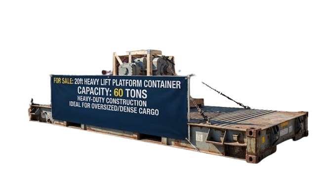 20ft Heavy Lift Platform Shipping Container for Sale rated 60 tons for dense and oversized cargo