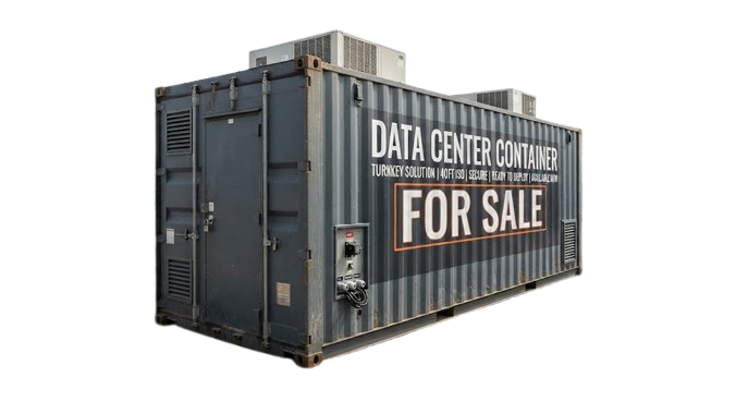 Data Center Container for Sale, grey 40ft modular edge data centre container with roof-mounted cooling units