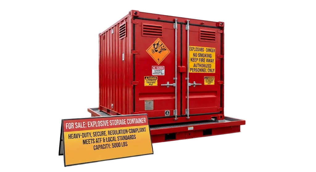 Red Explosive Storage Container for Sale with Class 1 explosives placards