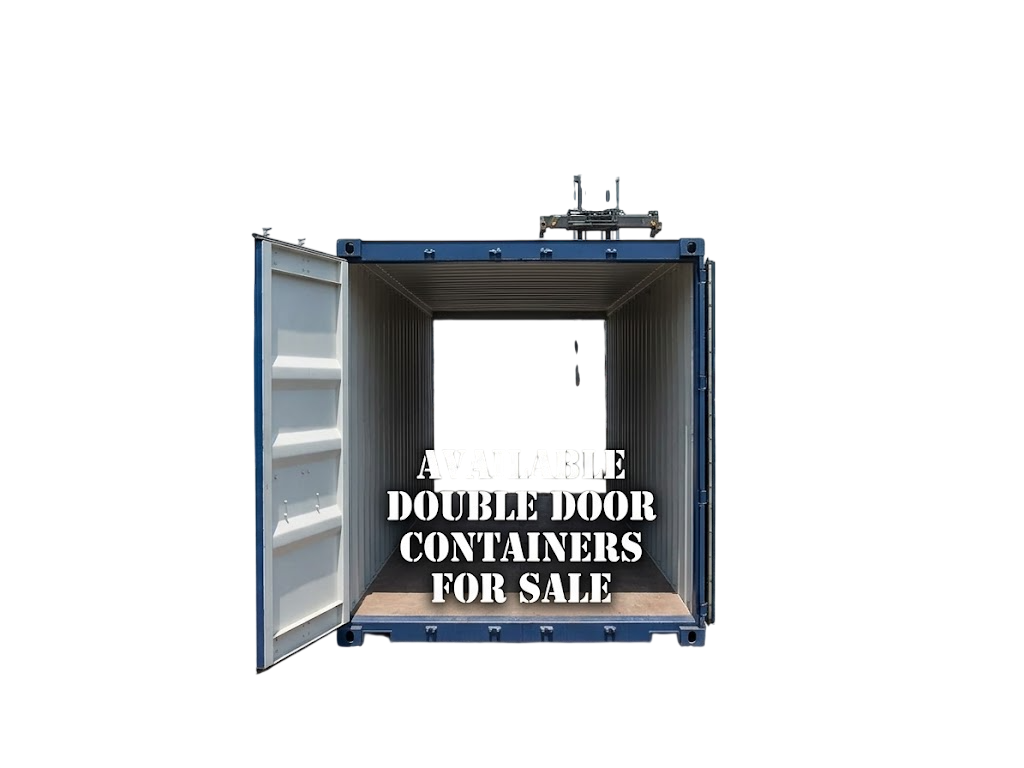 Blue double door shipping container for sale with both end doors open