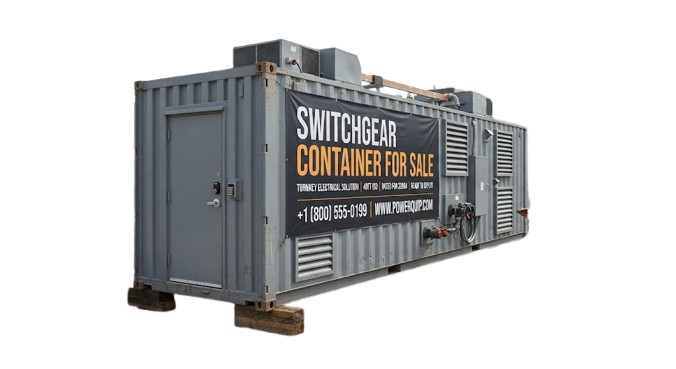 Switchgear Container for Sale, grey 40ft turnkey electrical switchgear container with louvred vents and access door